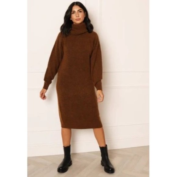 Vero Moda | Dresses | Vero Moda Villa Long Sleeve Cowl Neck Midi Jumper  Dress Small | Poshmark